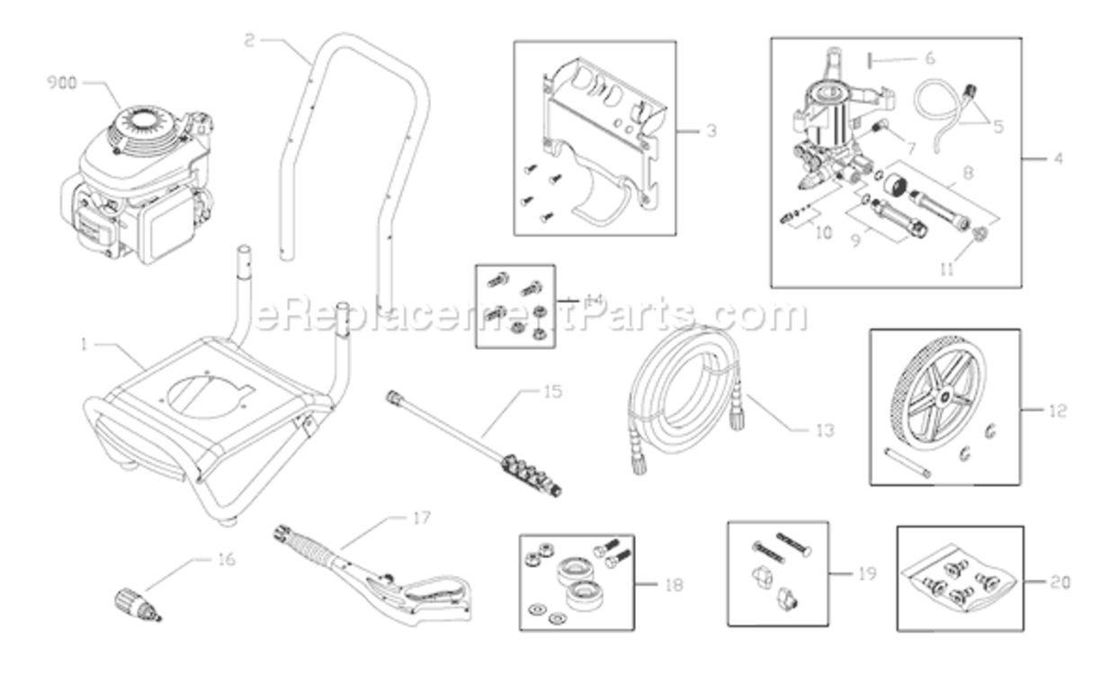Page A Diagram and Parts List for 020301-3  Briggs and Stratton Pressure Washer